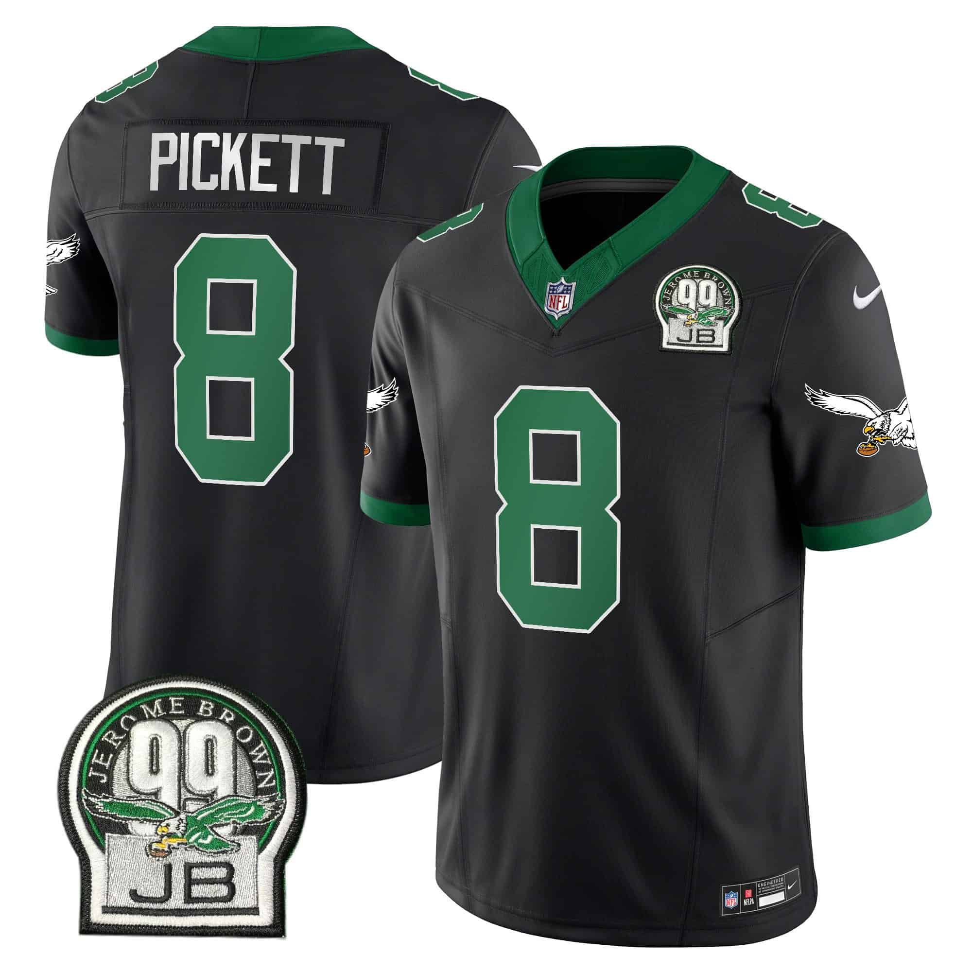 Men Philadelphia Eagles #8 Pickett Black 2024 Nike Jerome Brown Patch Alternate Limited NFL Jersey style 1->indianapolis colts->NFL Jersey